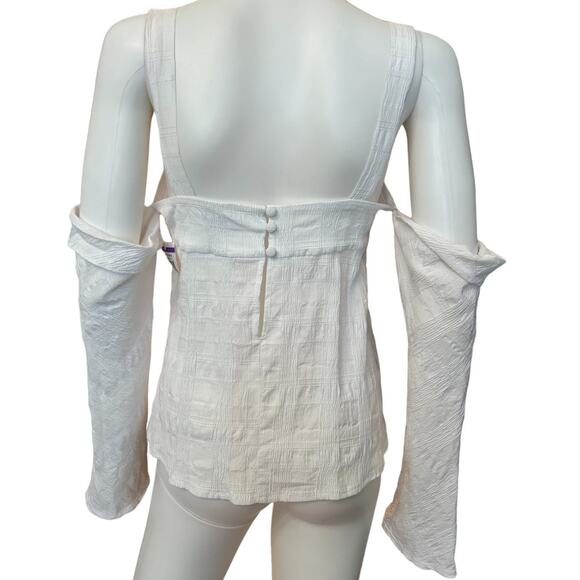 New ~ TOPSHOP NORDSTROM ~ Textured Cold Shoulder Top Size 8 - Picture 5 of 10